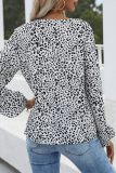 Elegant Print Basic V Neck Tops