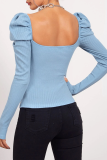 Elegant Solid Split Joint Backless V Neck Tops