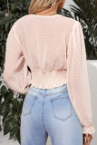 Elegant Solid Split Joint Fold V Neck Tops