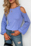 Casual Solid Hollowed Out Split Joint O Neck Tops Sweater