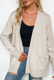 Casual Solid Split Joint Pocket V Neck Tops Sweater