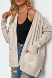 Casual Solid Split Joint Pocket V Neck Tops Sweater