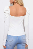 Elegant Solid Split Joint Backless V Neck Tops
