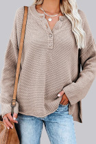 Fashion Casual Solid Split Joint O Neck Tops
