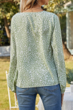 Elegant Print Basic V Neck Tops