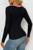 Fashion Elegant Solid Hollowed Out Split Joint V Neck Tops
