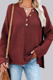 Fashion Casual Solid Split Joint O Neck Tops