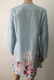 Casual Floral Split Joint V Neck A Line Dresses