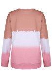 Fashion Sweet Gradual Change Split Joint O Neck Tops