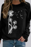 Fashion Casual Print Split Joint O Neck Tops
