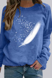 Fashion Casual Print Split Joint O Neck Tops
