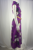 Casual Elegant Floral Buckle With Belt Turndown Collar Dresses