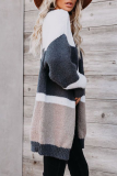 Casual Color Lump Split Joint V Neck Tops