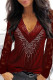 Fashion Casual Print Split Joint V Neck T-Shirts