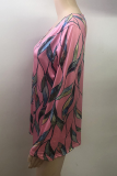 Casual Print Split Joint V Neck Tops
