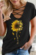 Fashion Casual Print Split Joint V Neck T-Shirts