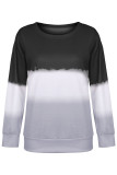 Fashion Sweet Gradual Change Split Joint O Neck Tops