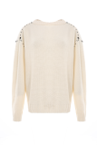 Casual Solid Split Joint  Contrast O Neck Tops