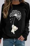 Fashion Casual Print Split Joint O Neck Tops