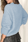 Casual Solid Lace Split Joint Buckle V Neck Tops