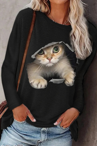 Casual Animal Print Basic O Neck Tops