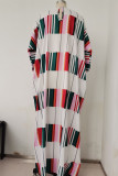Fashion Casual Striped Split Joint O Neck A Line Dresses