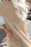 Casual Solid Pocket Buckle V Neck Tops