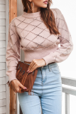 Casual Solid Hollowed Out O Neck Tops Sweater