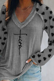 Fashion Casual Print Split Joint V Neck T-Shirts
