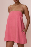 Casual Solid Draw String Strapless A Line Dresses