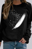 Fashion Casual Print Split Joint O Neck Tops