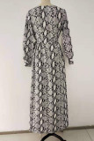 Fashion Street Print Split Joint V Neck A Line Dresses