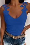 Fashion Casual Solid Patchwork V Neck Tops
