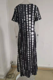 Casual Print Tie Dye Split Joint O Neck Dresses