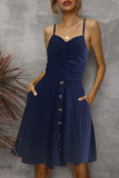 Fashion Elegant Print Split Joint Buckle V Neck A Line Dresses