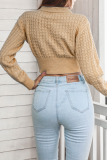 Casual Solid Hollowed Out O Neck Tops Sweater