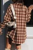 Fashion Street Plaid Split Joint Turndown Collar Tops