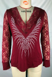 Fashion Casual Print Split Joint V Neck T-Shirts