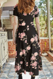 Fashion Elegant Print Split Joint V Neck A Line Dresses
