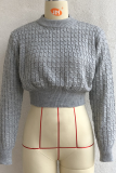 Casual Solid Hollowed Out O Neck Tops Sweater