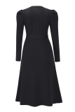 Elegant Solid With Belt O Neck Dresses Sweater