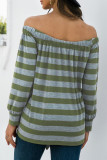 Fashion Casual Striped Split Joint Off the Shoulder T-Shirts
