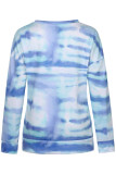 Fashion Sweet Print Split Joint O Neck Tops