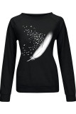Fashion Casual Print Split Joint O Neck Tops
