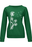 Fashion Casual Print Split Joint O Neck Tops