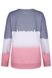 Fashion Sweet Gradual Change Split Joint O Neck Tops