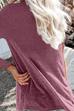 Casual Solid Pocket Buckle V Neck Tops