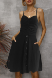 Fashion Elegant Print Split Joint Buckle V Neck A Line Dresses