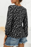 Fashion Casual Print Split Joint V Neck Tops