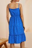 Sweet Polka Dot Frenulum Flounce V Neck A Line Dresses